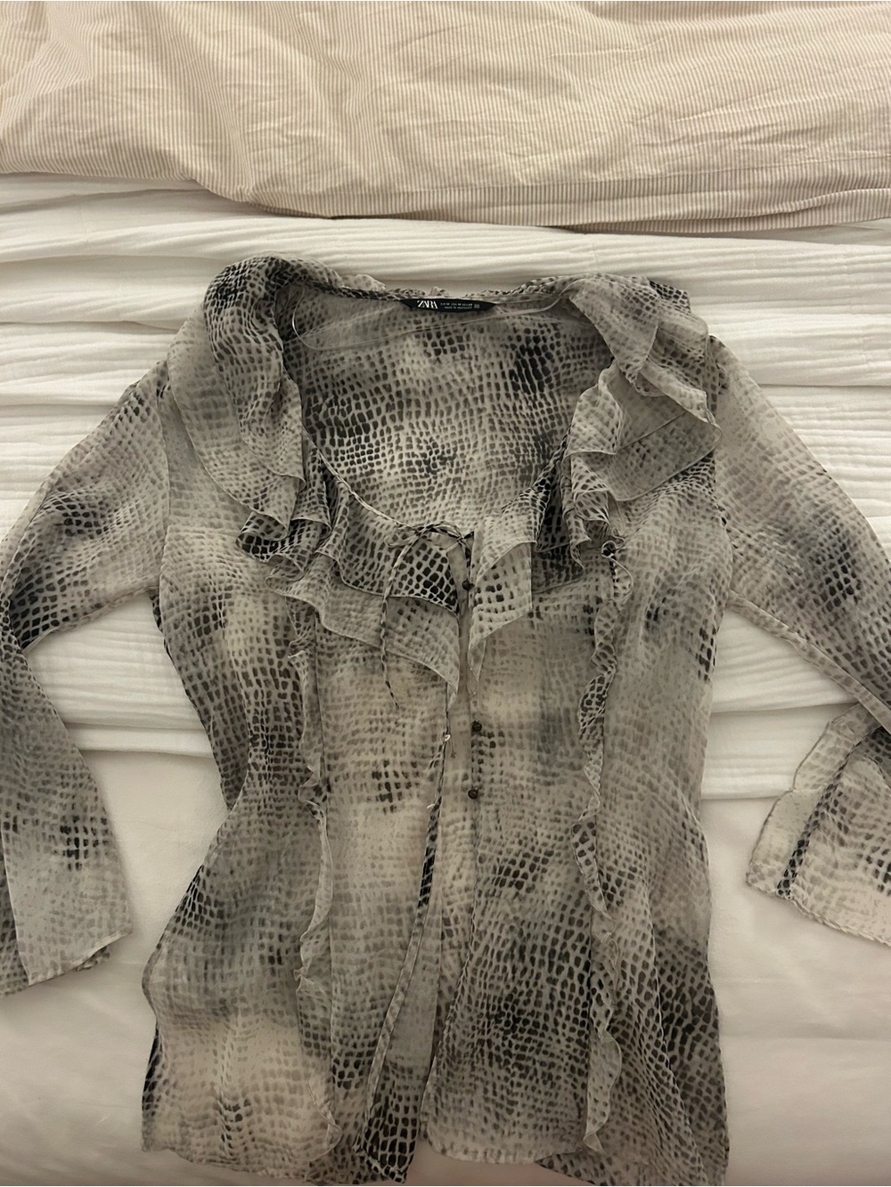 ZARA Printed Tunic Sheer Long Sleeve